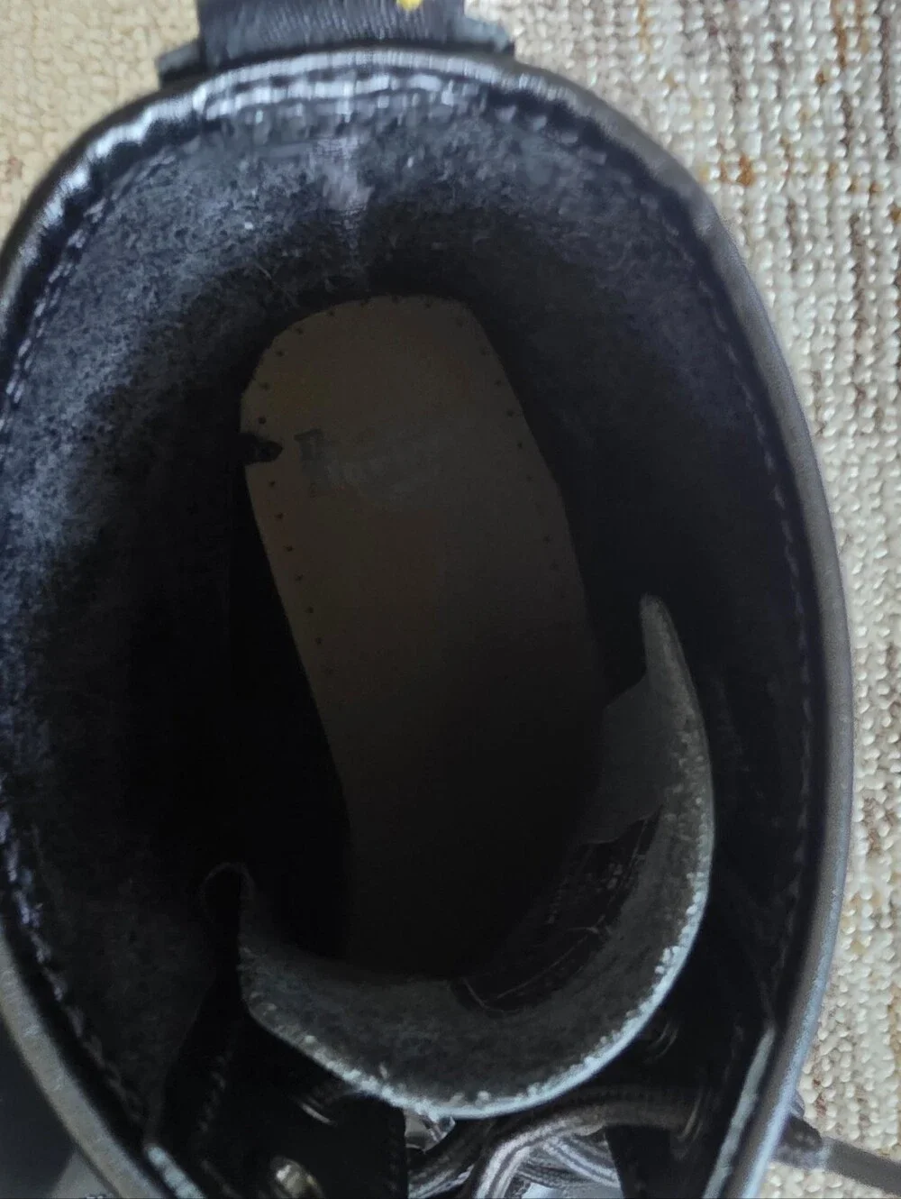 Dr. Martens Black Leather Lace-Up Boots with Yellow Stitching